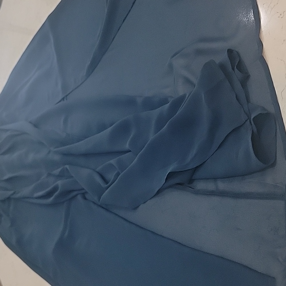 Eva Mendes NY&Co Teal Blue Sheer Panel Fairycore Maxi Skirt Sz 2 - Picture 7 of 13